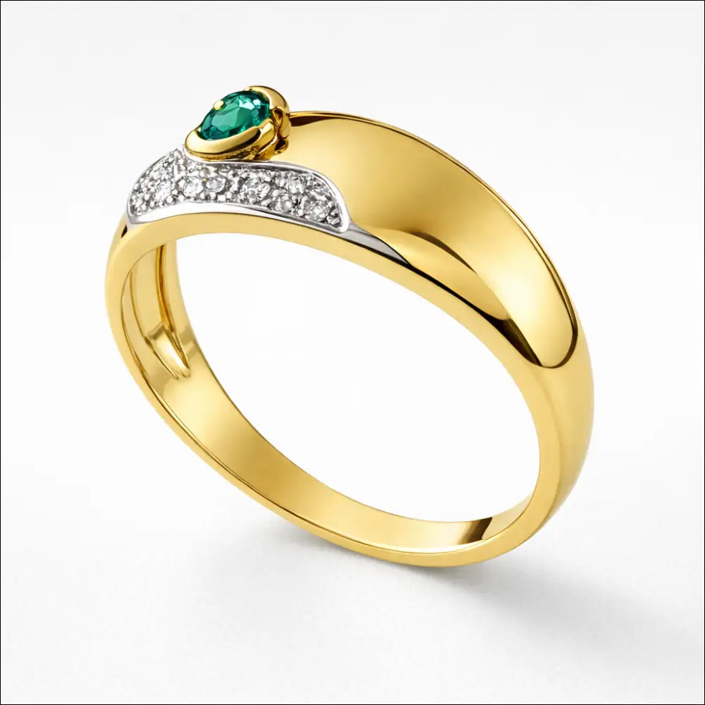Anello oro giallo con smeraldo e diamanti UNOAERRE|bonini-gioielli