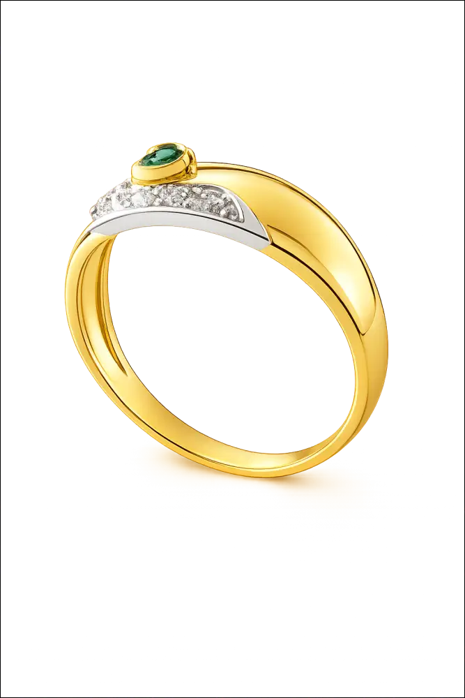 Anello oro giallo con smeraldo e diamanti UNOAERRE|bonini-gioielli