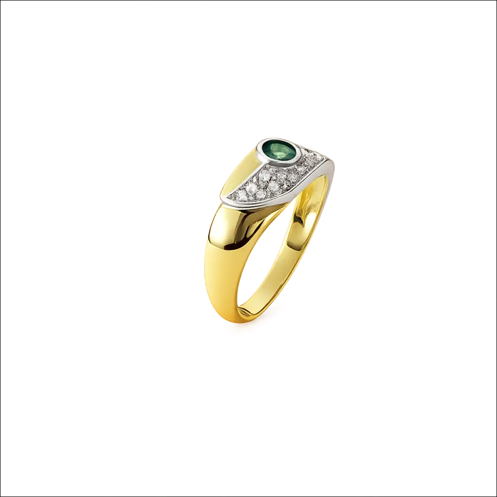 Anello oro giallo con smeraldo e diamanti UNOAERRE|bonini-gioielli