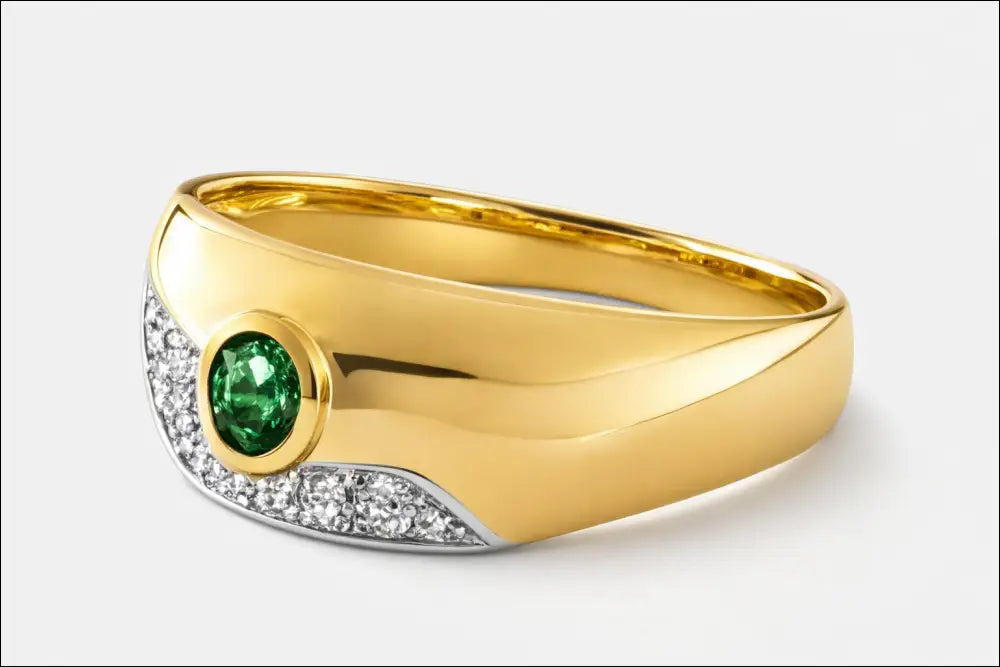 Anello oro giallo con smeraldo e diamanti UNOAERRE|bonini-gioielli