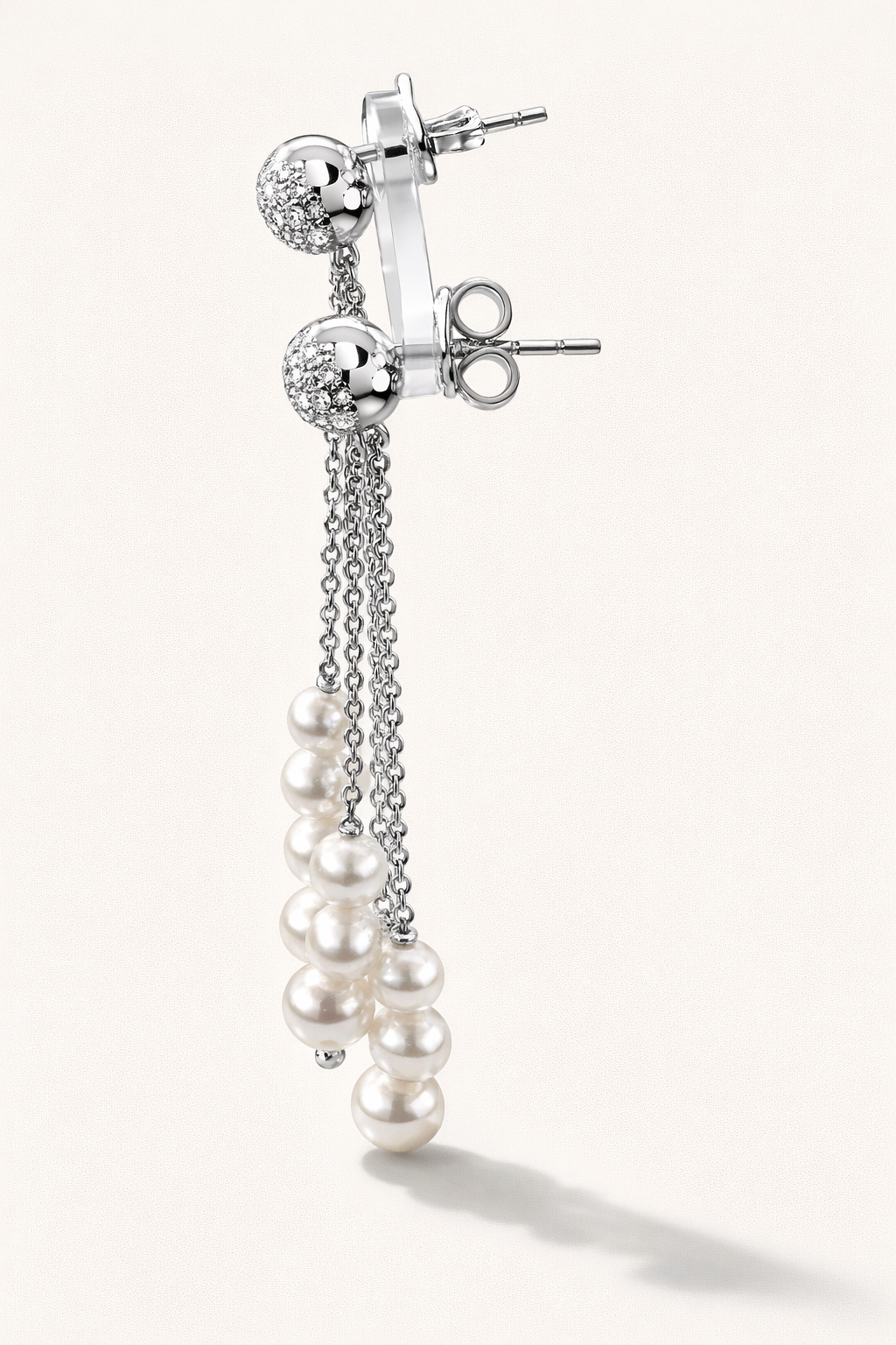 Orecchi Salvini Oro Bianco Diamanti e Perle pendenti|bonini-gioielli