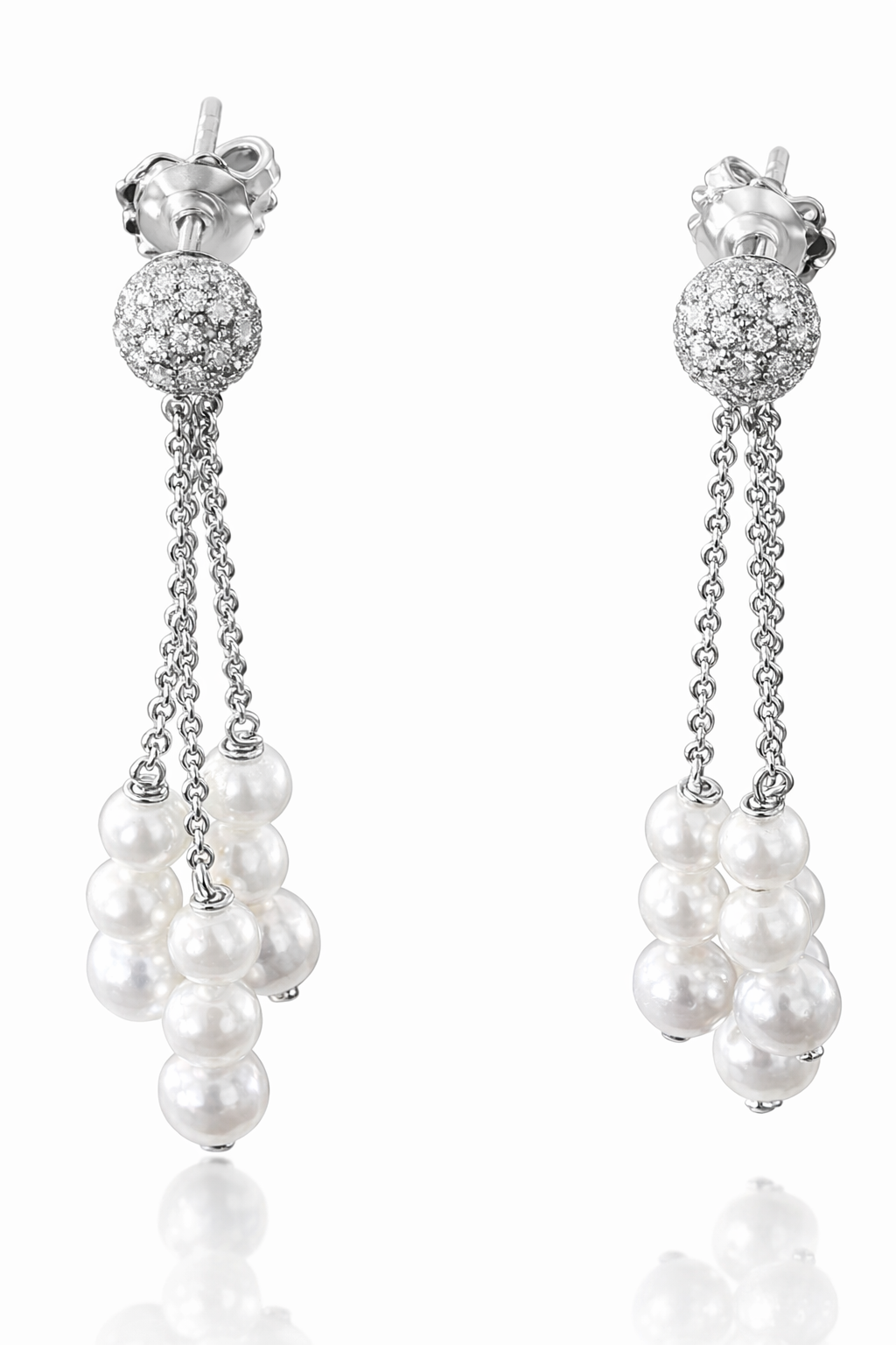Orecchini Salvini Oro Bianco Diamanti e Perle pendenti|bonini-gioielli