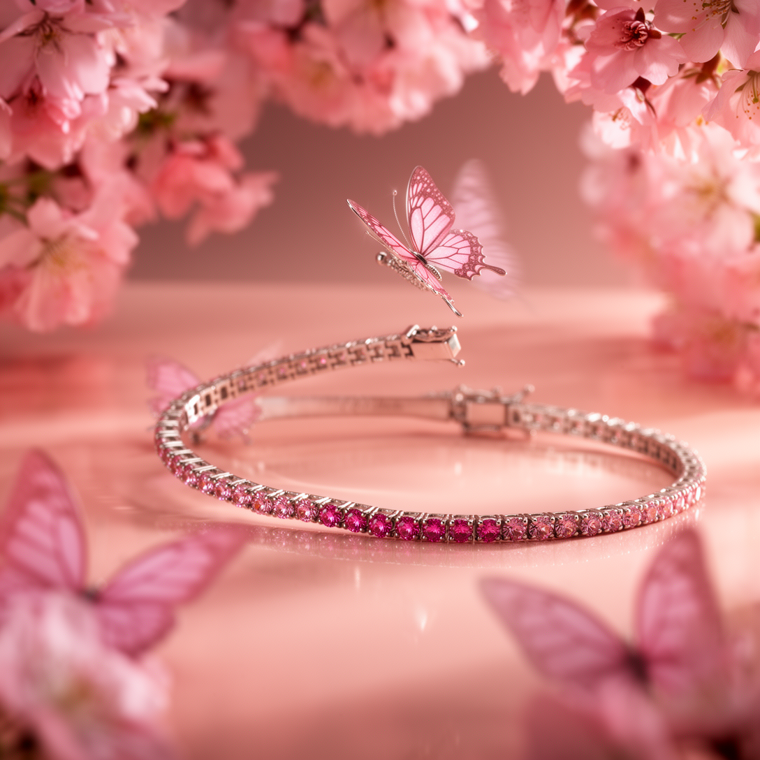 Bracciale Tennis cristalli rosa degradé in argento COMETE BRA 169|bonini-gioielli
