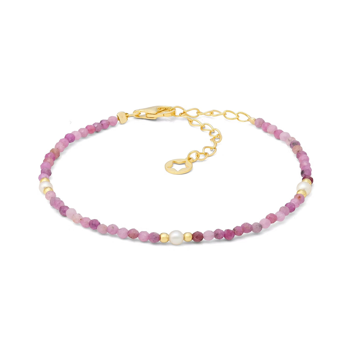 bracciale argento dorato rubini e perlin BRA 285 di COMETE GIOIELLI|bonini-gioielli