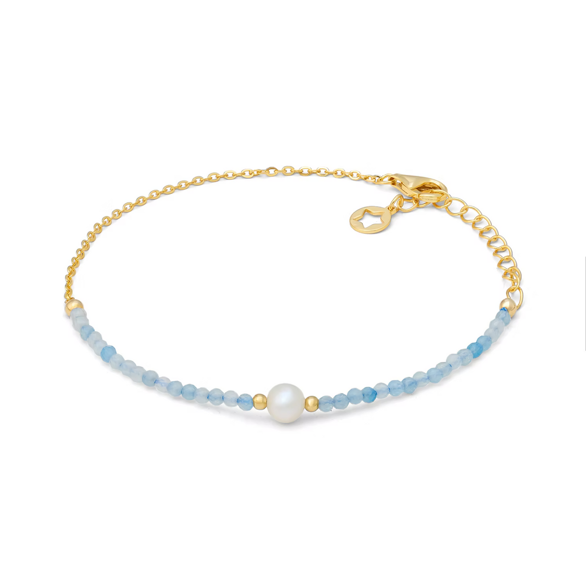 Bracciale argento dorato, acquamarina e perla Gift & Colour BRA 287 COMETE|bonini-gioielli