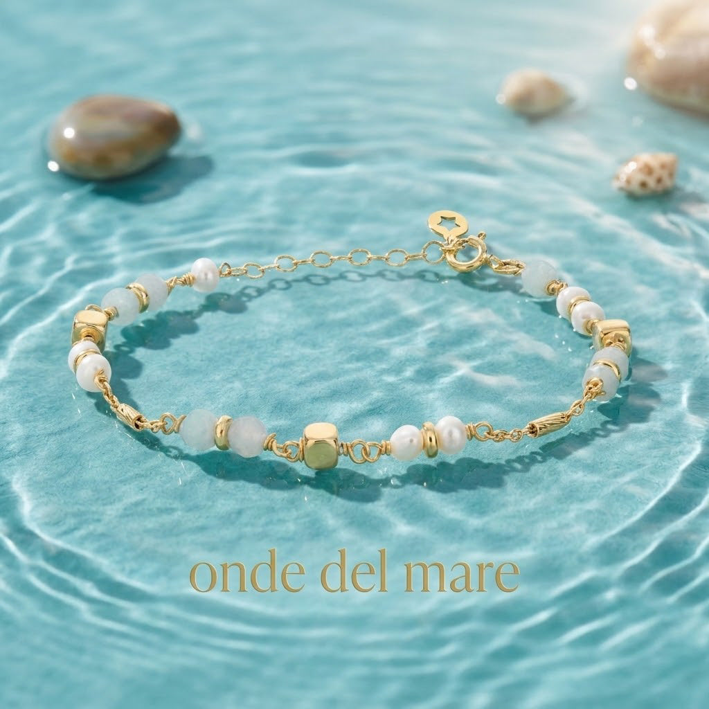 Bracciale argento dorato perle, amazzonite ematite Aura BRA 301 COMETE|bonini-gioielli