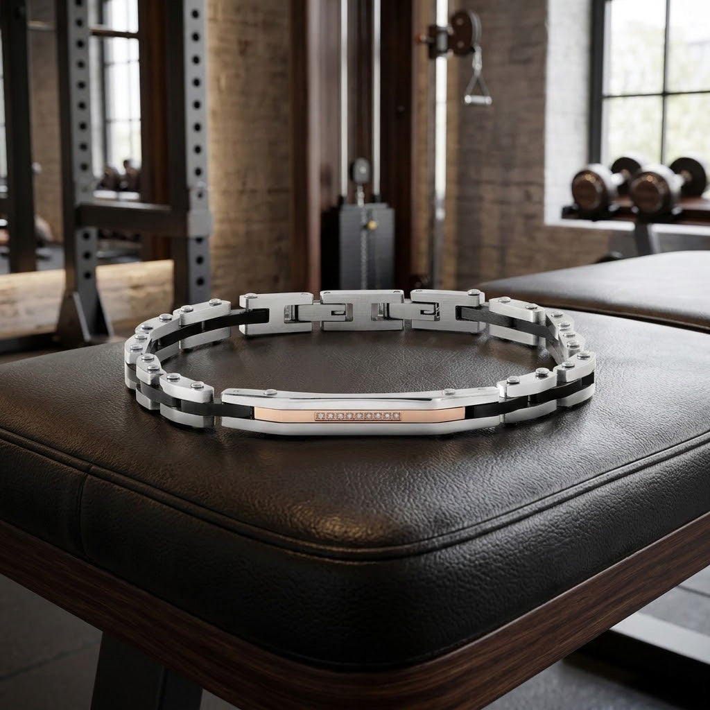 Bracciale uomo COMETE acciaio, PVD e diamanti Diamonds Label UBR 1284|bonini-gioielli