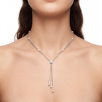 Collana oro bianco Diamanti e Perle pendenti a tre fili Salvini|bonini-gioielli