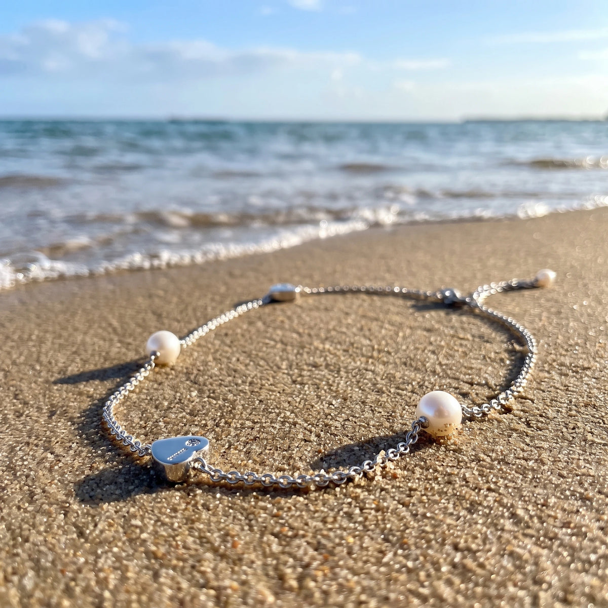 Collana oro bianco cuori e perle Happiness Salvini|bonini-gioielli