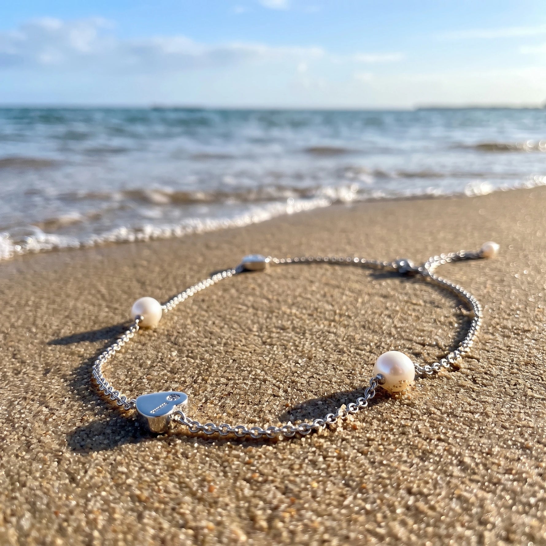 Collana oro bianco cuori e perle Happiness Salvini|bonini-gioielli