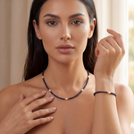 parure girocollo e bracciale argento dorato zaffiri blu e perline COMETE | bonini-gioielli