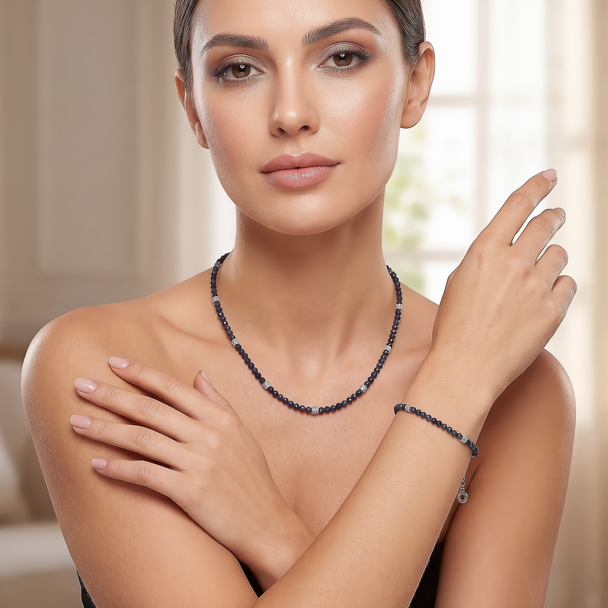 parure-girocollo e bracciale COMETE zaffiri blu e zirconi|bonini-gioielli