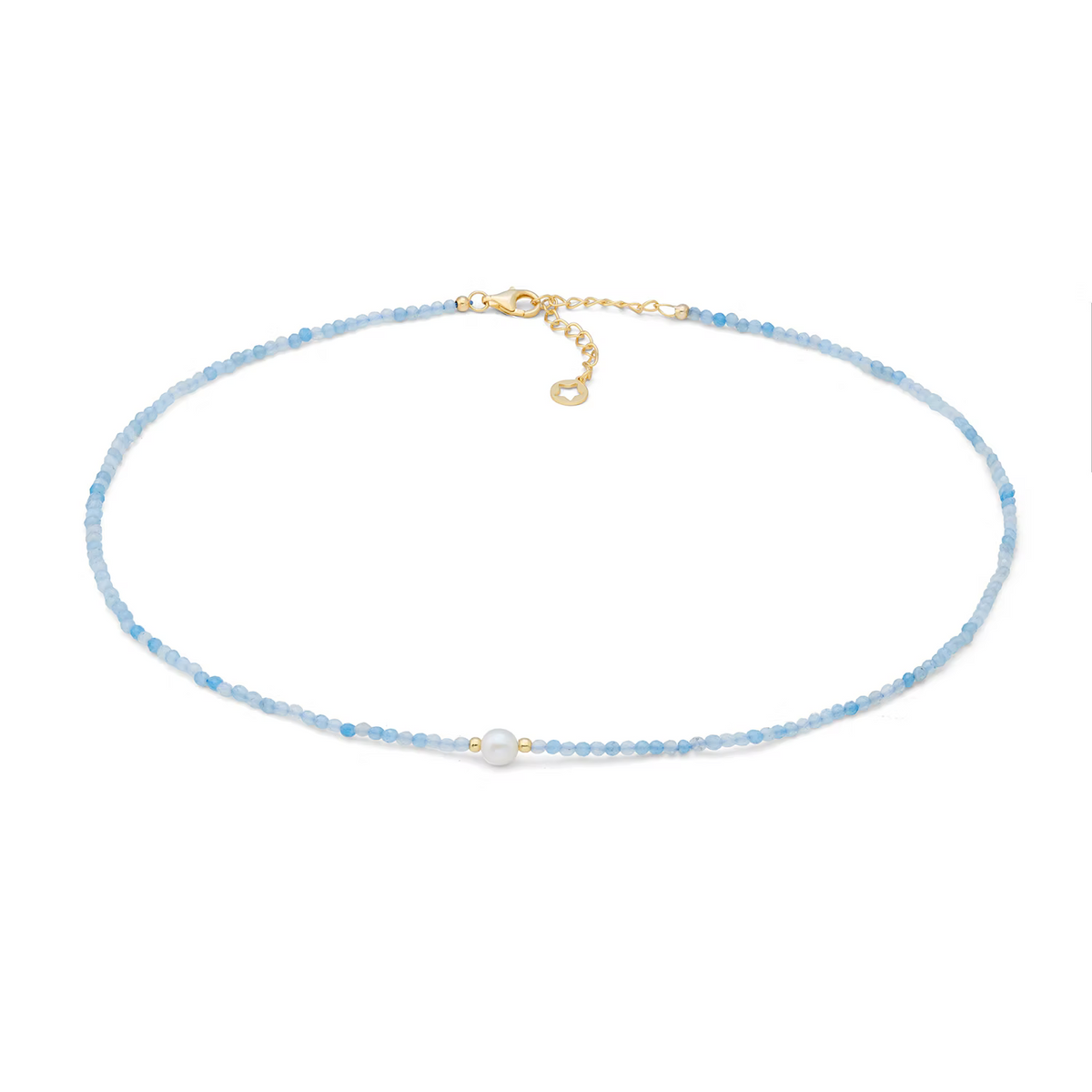 Girocollo argento dorato, acquamarina e perla Gift & Colour GLA298 COMETE|bonini-gioielli