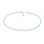 Girocollo argento dorato, acquamarina e perla Gift & Color GLA298 COMETE|bonini-gioielli