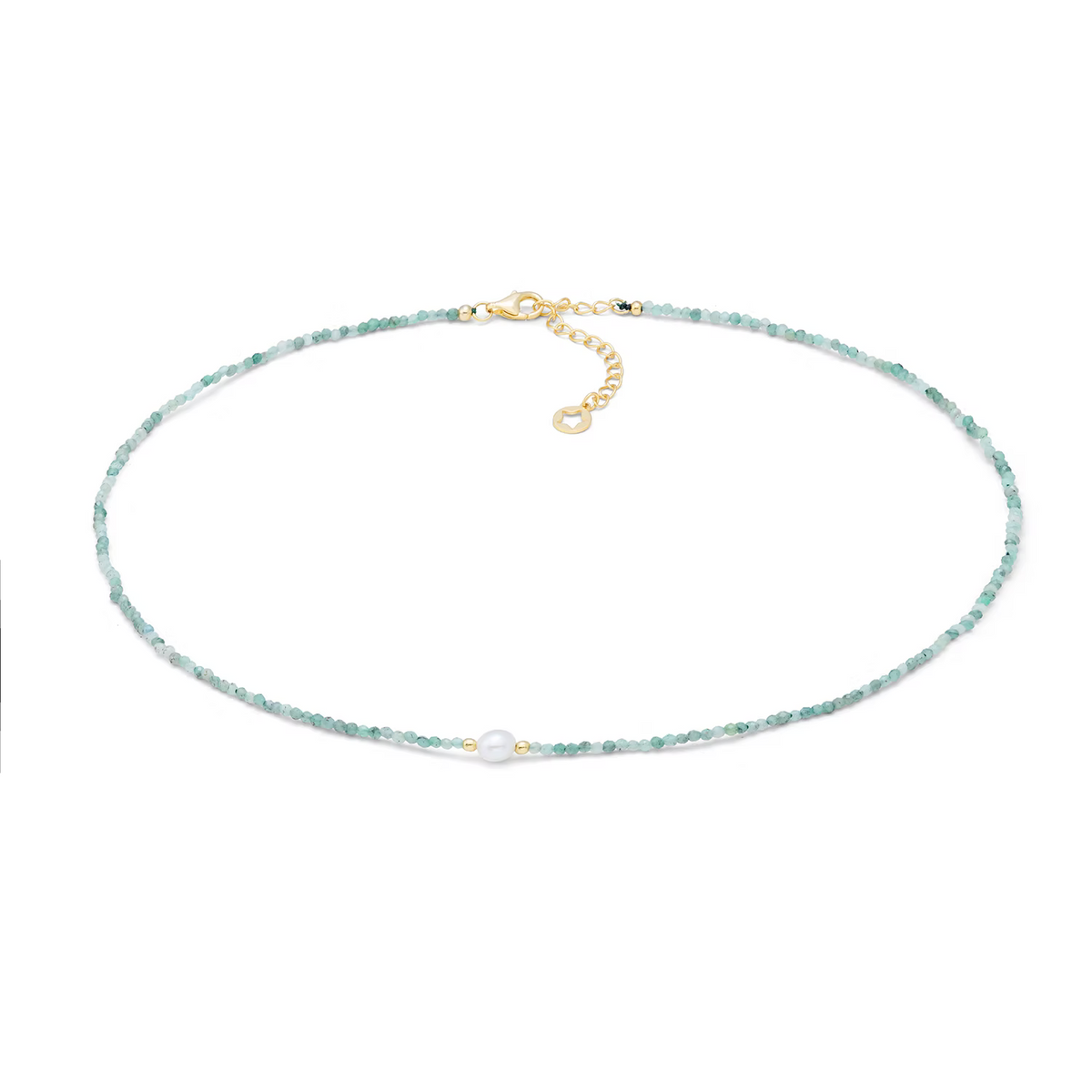 Girocollo argento dorato, smeraldi e perla Gift & Colour GLA 300 COMETE|bonini-gioielli