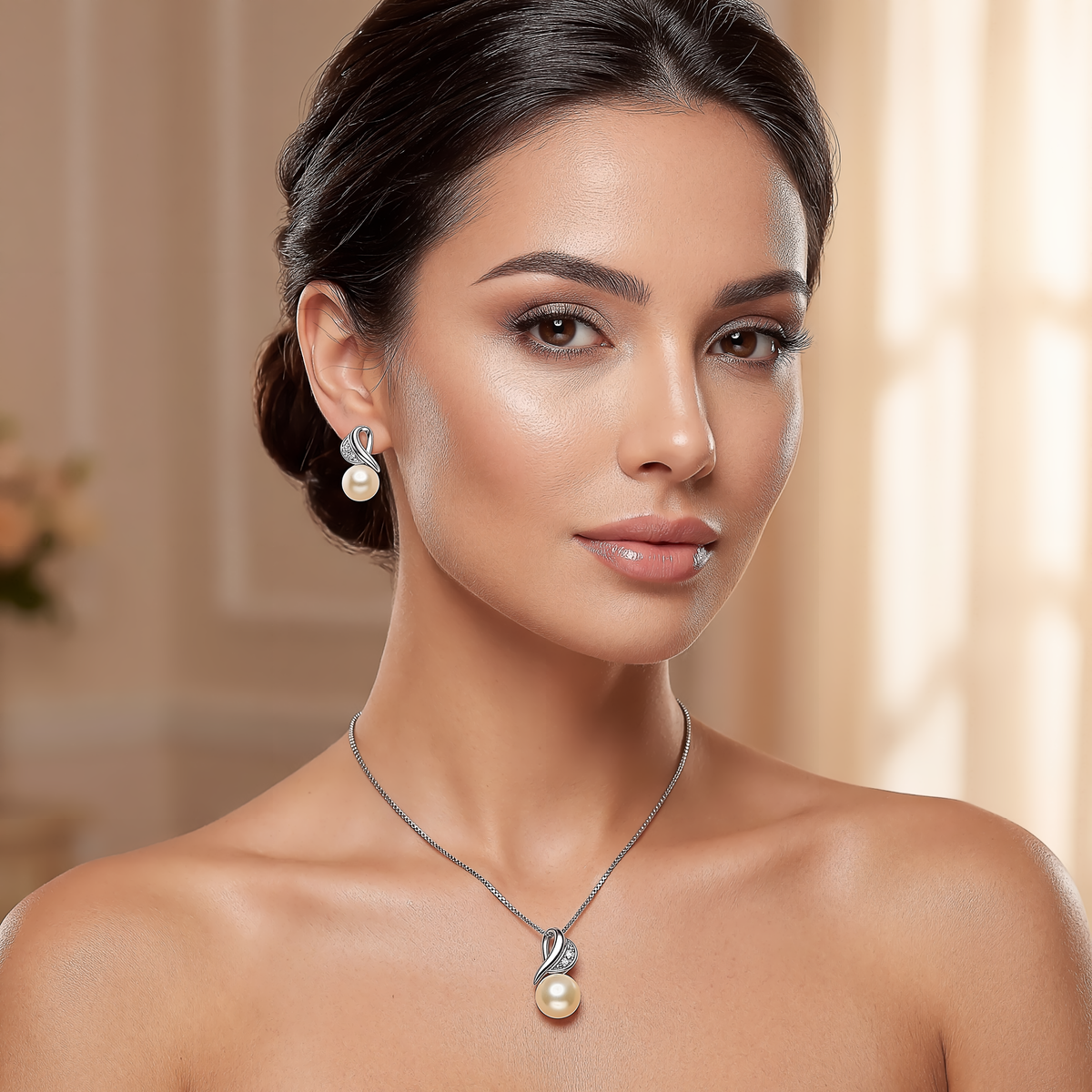 Girocollo Perle d'Amore oro bianco e Diamanti GLP 625 COMETE|bonini-gioielli