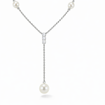 Girocollo oro bianco Diamanti e perla pendente SALVINI-parure con orecchini Narciso|bonini-gioielli