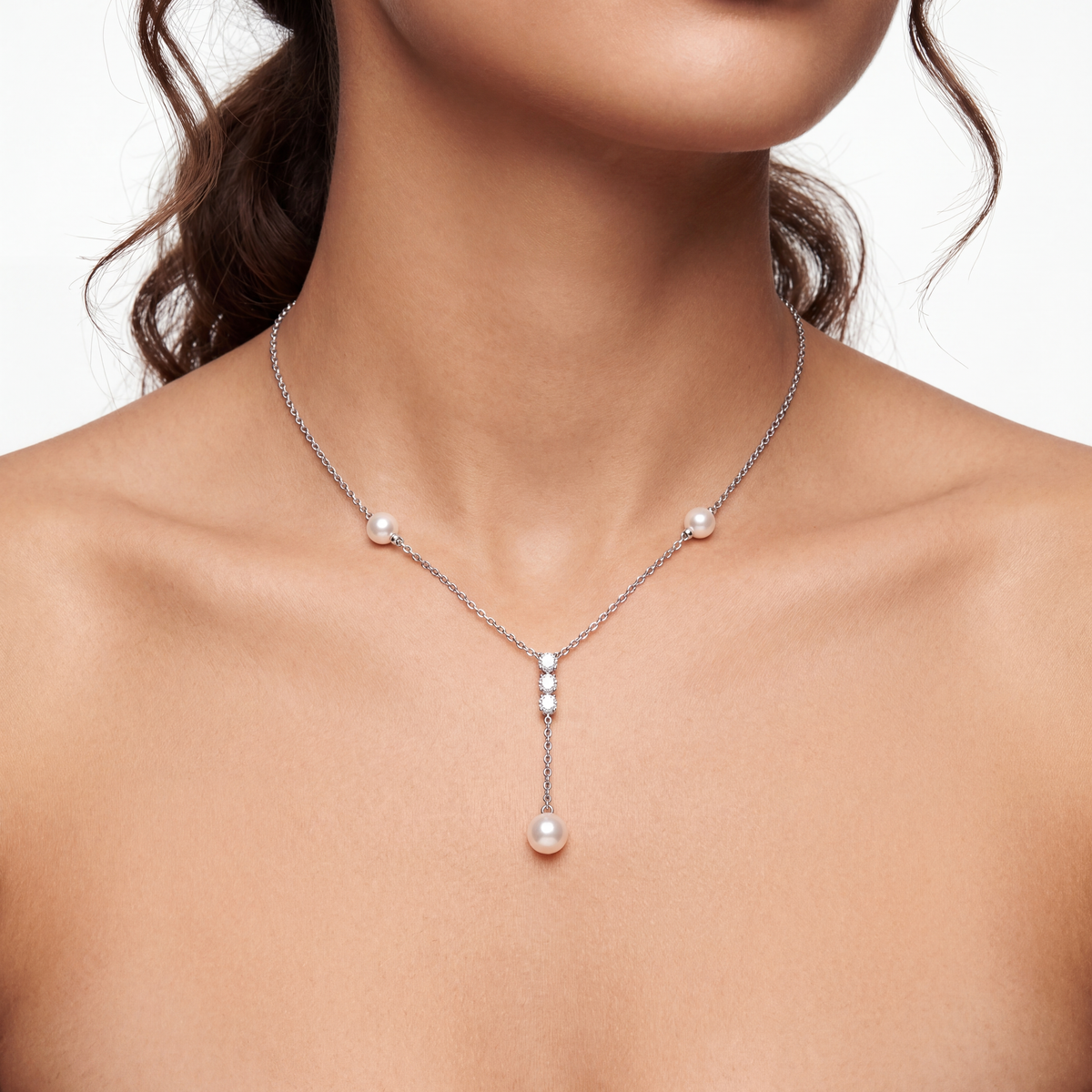 Girocollo oro bianco Diamanti e perla pendente SALVINI|bonini-gioielli