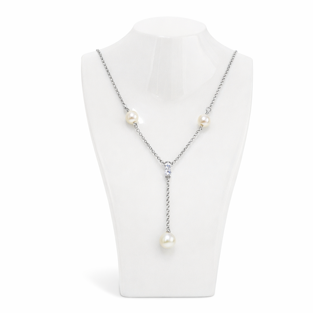 Girocollo oro bianco Diamanti e perla pendente SALVINI|bonini-gioielli