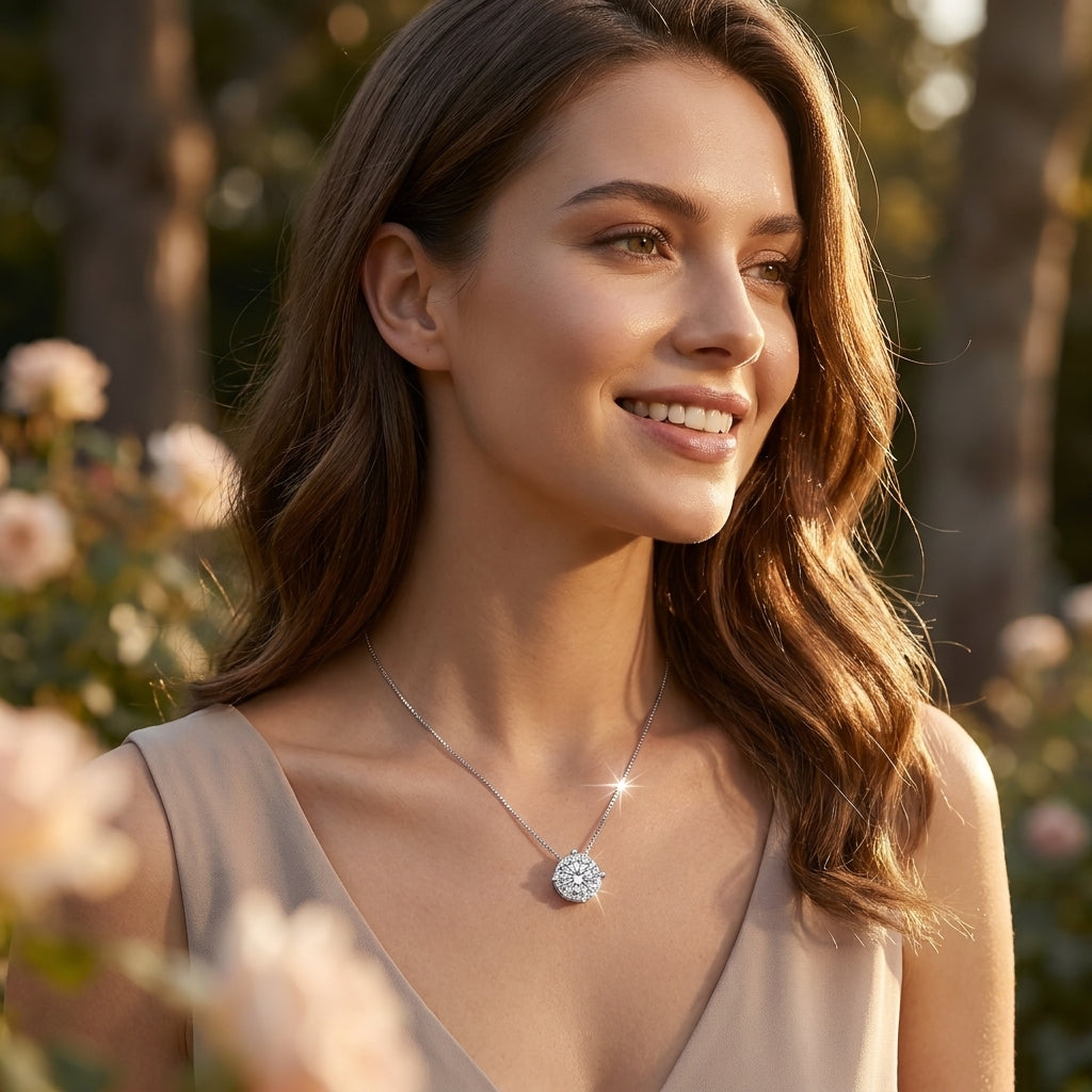 Girocollo Oro Bianco Rose di Diamanti COMETE GLB 1713|bonini-gioielli