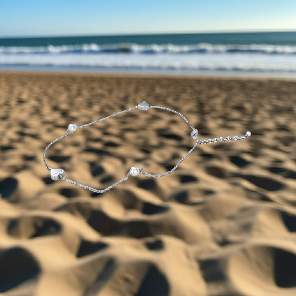 Collana oro bianco cuori e perle Happiness Salvini|bonini-gioielli