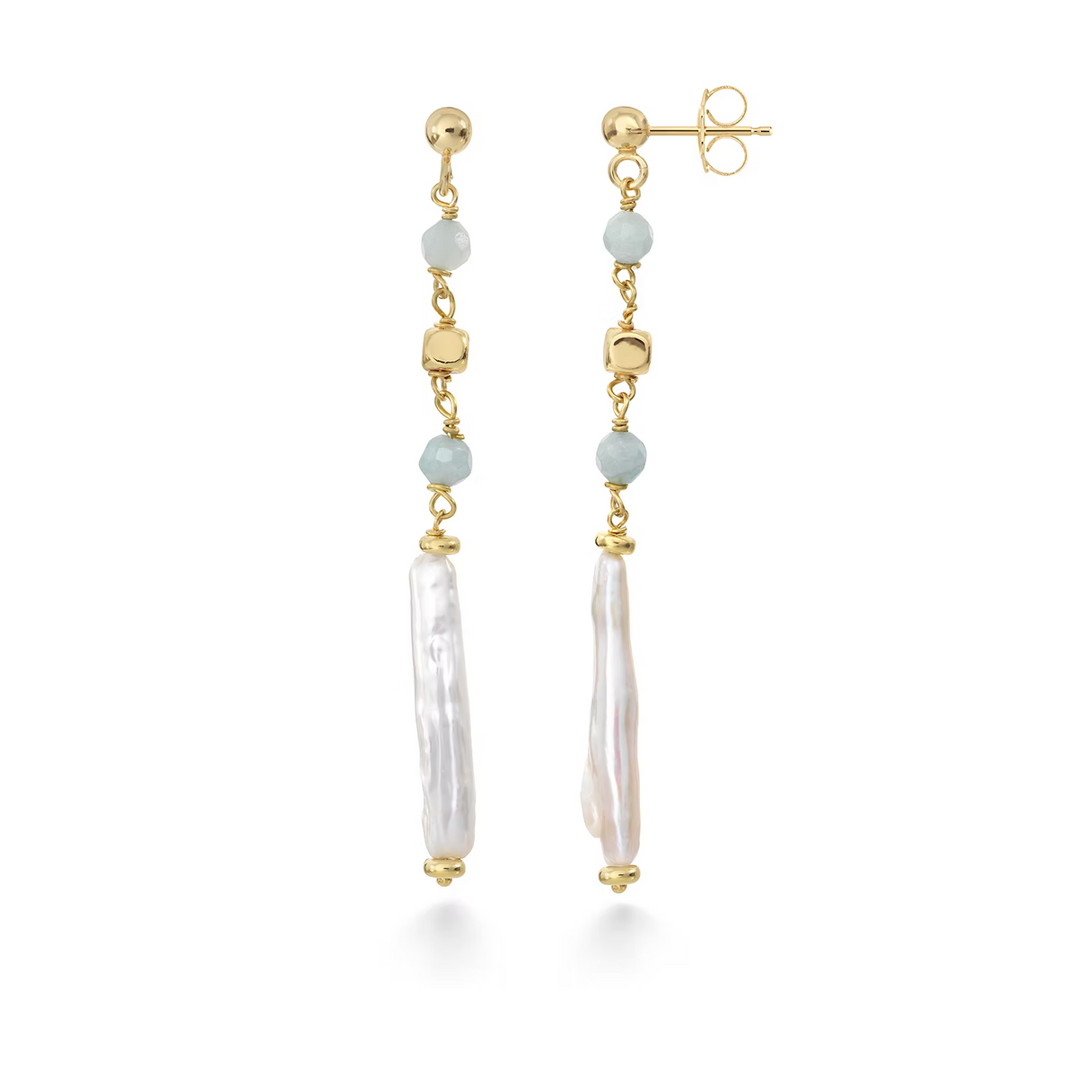 Orecchini argento perle lunghe, amazzonite ematite Aura ORA 236 COMETE|bnini-gioielli