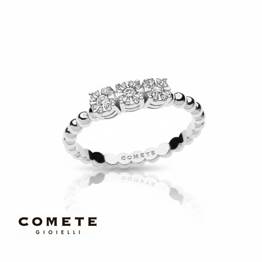 Anello Trilogy Diamanti Oro Bianco COMETE GIOIELLI|bonini-gioielli