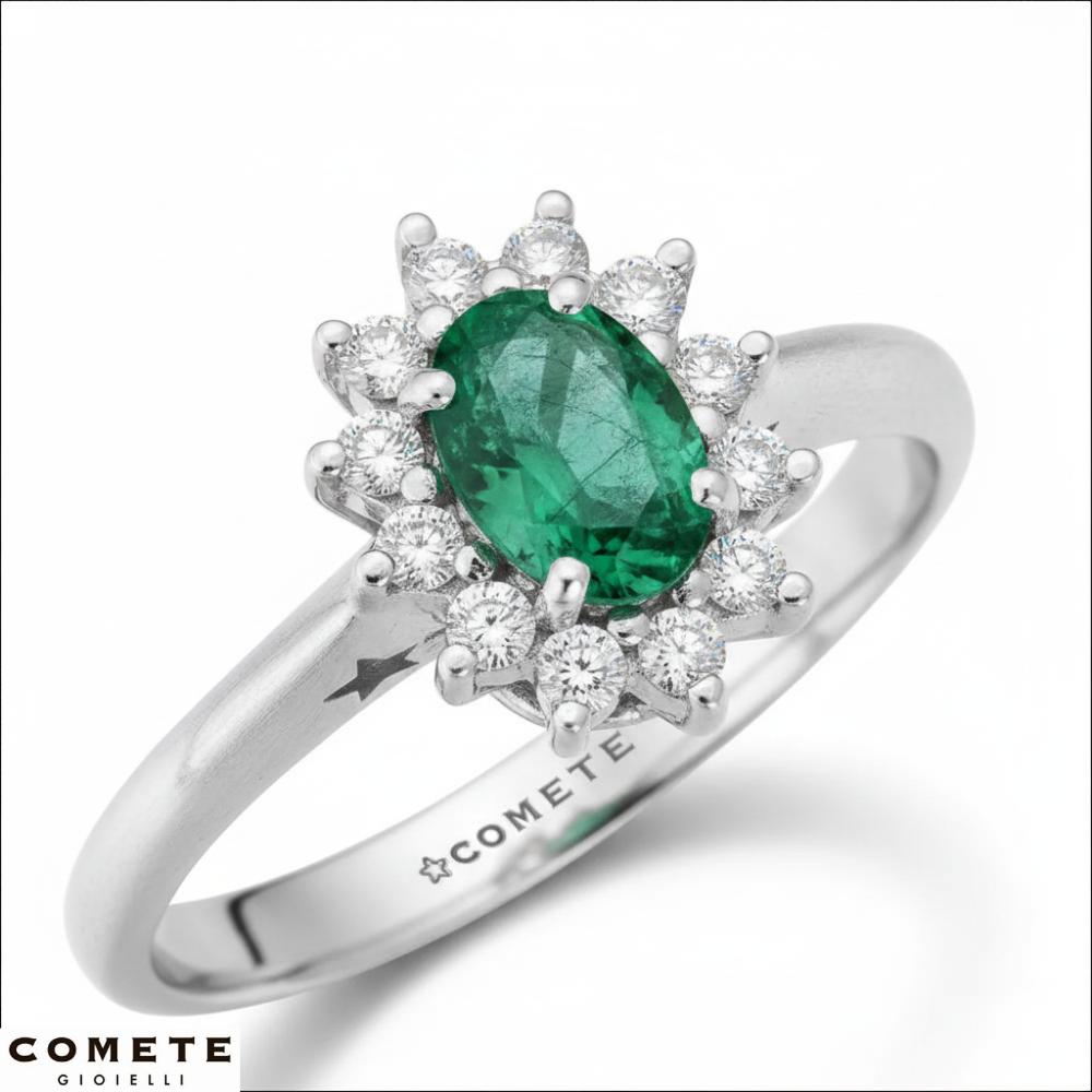 Anello smeraldo e diamanti COMETE ANB 2750 S4