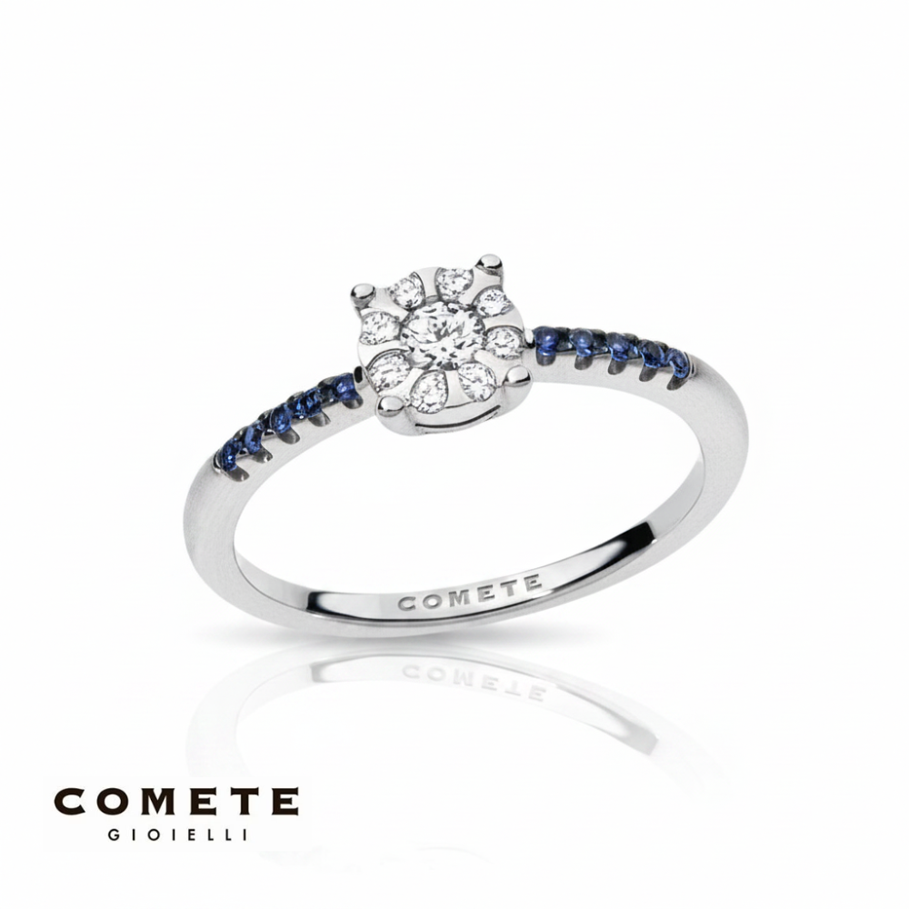 Anello Diamanti e Zaffiri Blu Lumière Comete|bonini-gioielli
