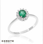 Anello oro bianco Smeraldo e Diamanti COMETE ANB 2574|bonini-gioielli