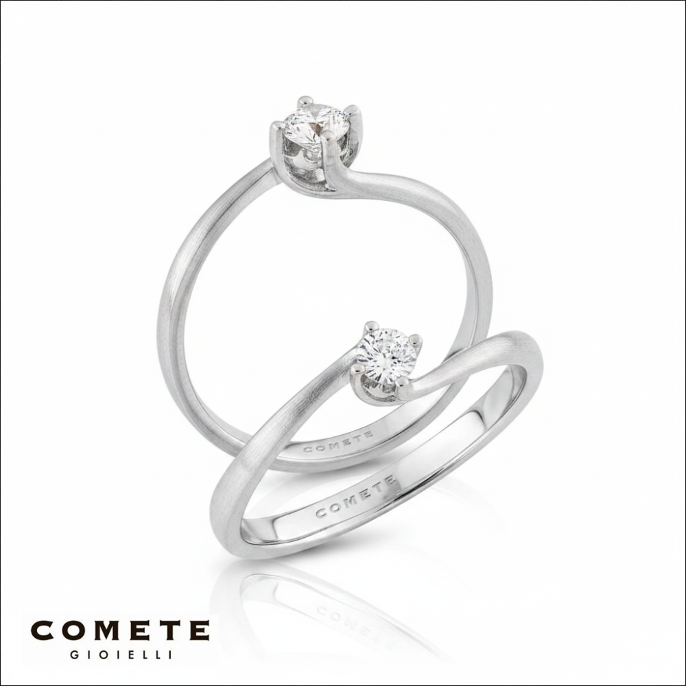 Anello Solitario Oro Bianco Identity COMETE|bonini-gioielli