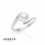 Anello Oro Bianco, Perla e Diamanti Perle d'Amore COMETE|bonini-gioielli