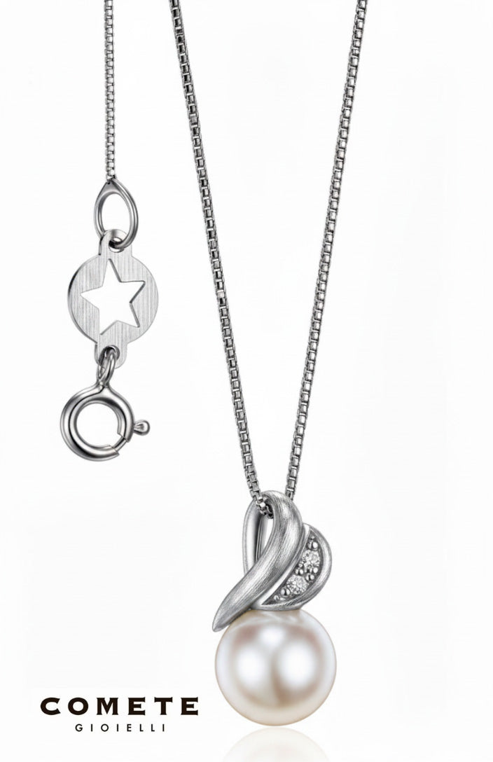 Girocollo Perle d'Amore oro bianco e Diamanti GLP 625 COMETE|bonini-gioielli