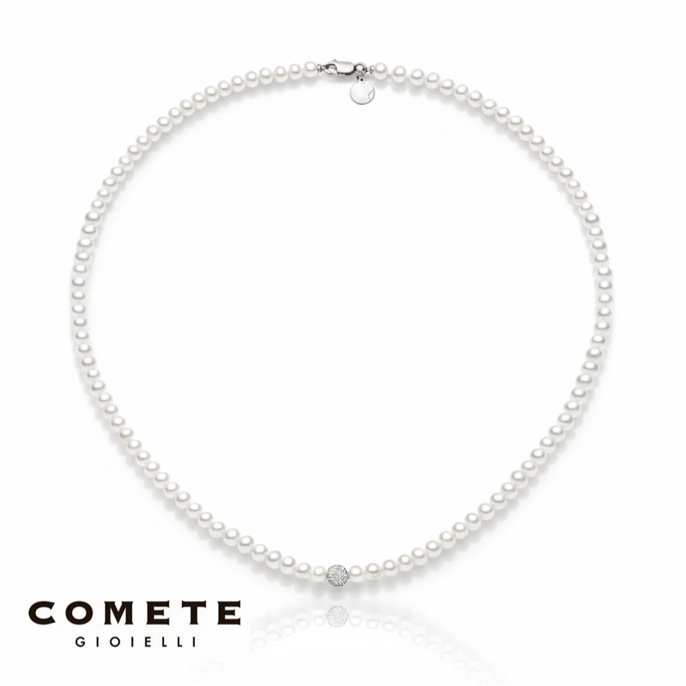 Collana di Perle COMETE GIOIELLI Dettaglio Oro Bianco|bonini-gioielli