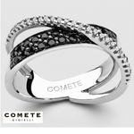 Anello Diamanti Bianchi e Neri oro bianco COMETE|bonini-gioielli