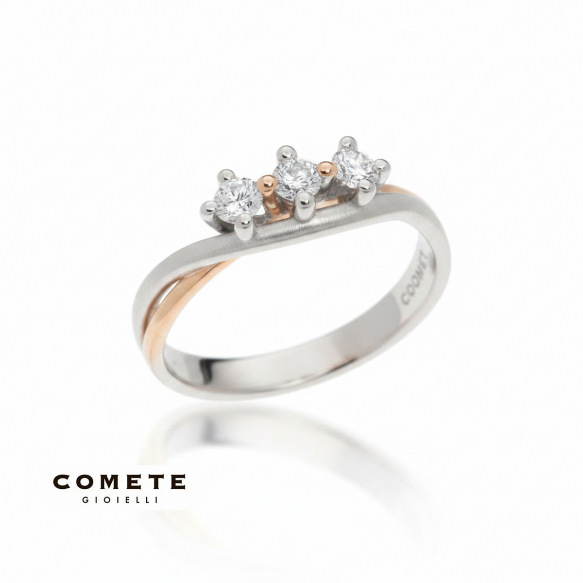 Anello oro Trilogy bicolore Diamanti ct 0.30 COMETE ANB 2578|bonini-gioieili