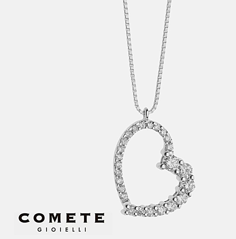 Collana con Cuore di Diamanti in oro bianco Onda COMETE|bonini-gioielli