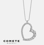 Collana con Cuore di Diamanti in oro bianco Onda COMETE|bonini-gioielli