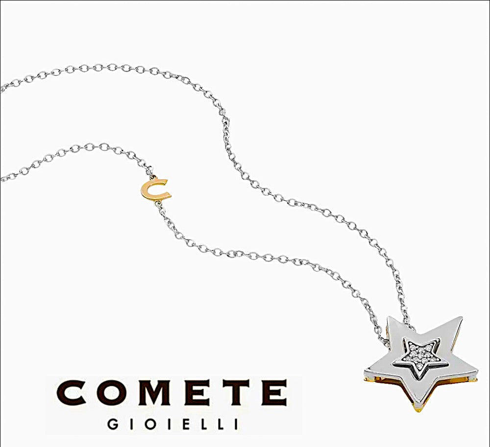Collana Stella Oro Bianco e Diamanti COMETE GLB 1447|bonini-gioielli