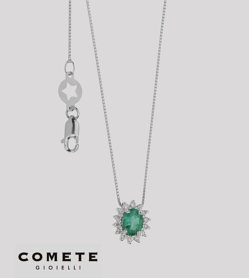 Collana Oro Smeraldo e Diamanti COMETE GLB 1569|bonini-gioielli