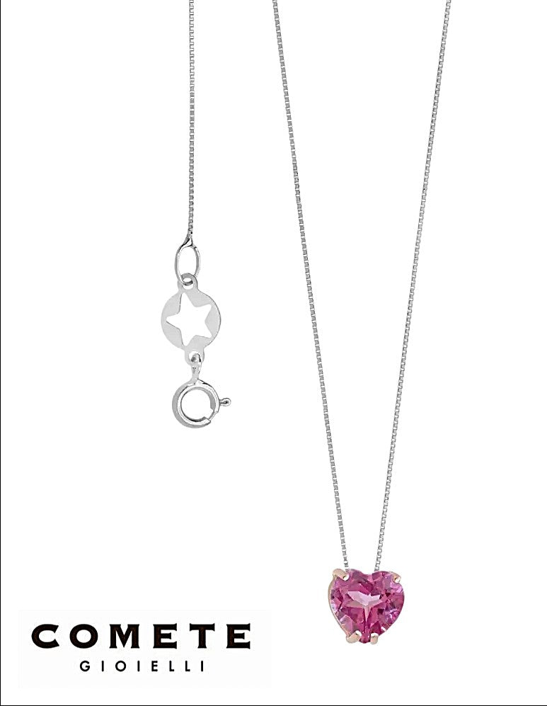Girocollo Oro Bianco Topazio Rosa COMETE GLB1548 |bonini-gioielli