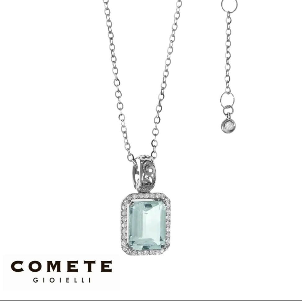 Collana con Acquamarina naturale e diamanti GLQ 250 COMETE |bonini-gioielli