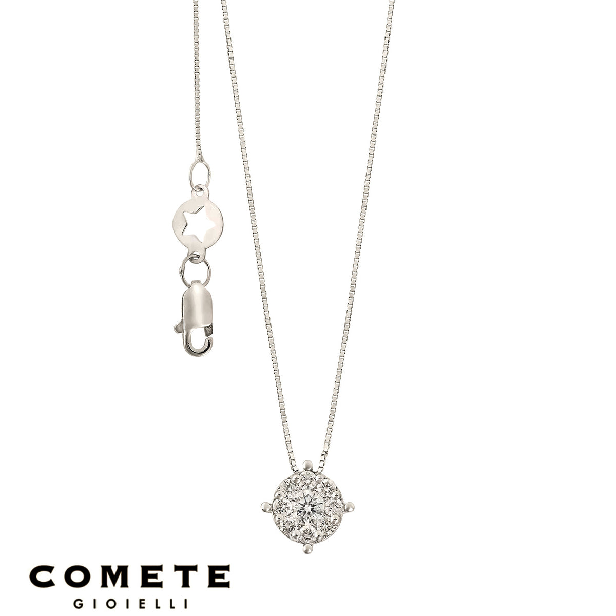 Girocollo Oro Bianco Rose di Diamanti COMETE GLB 1713|bonini-gioielli
