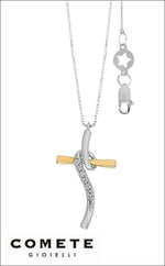 Collana Croce Oro Bianco, giallo e Diamanti COMETE|bonini-gioielli