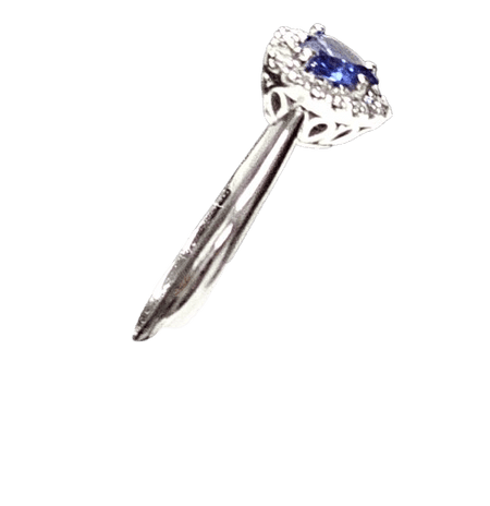 anello oro bianco con cuore tanzanite e diamanti|bonini-gioielli