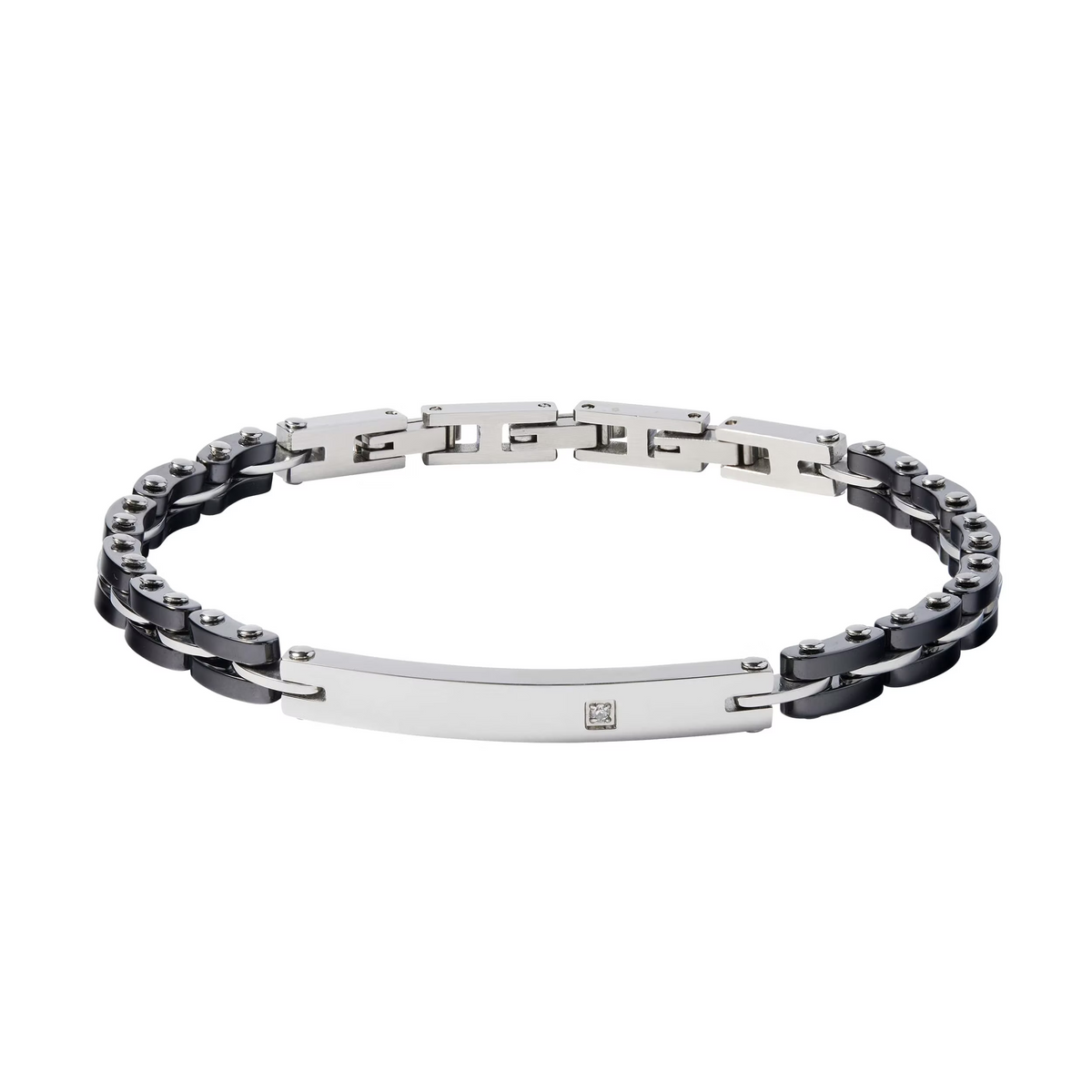 Bracciale uomo COMETE acciaio, ceramica e zircone UBR 1070|bonini-gioielli