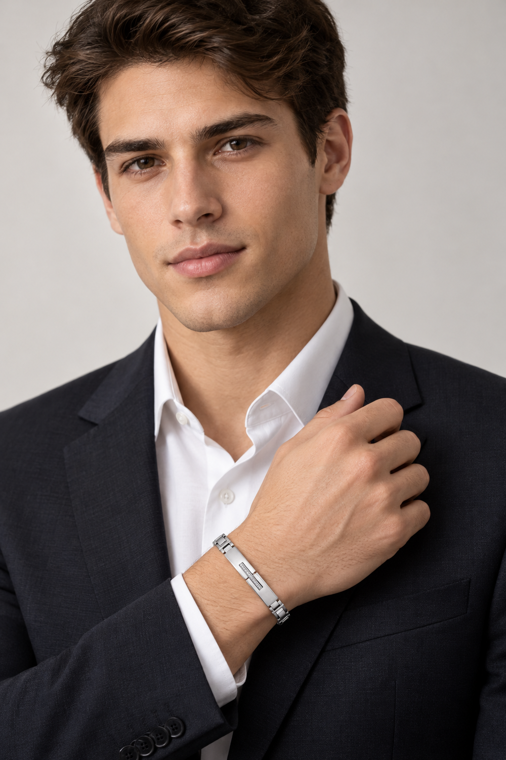 Bracciale uomo COMETE acciaio e diamanti UBR 366 Diamonds Label|bonini-gioielli