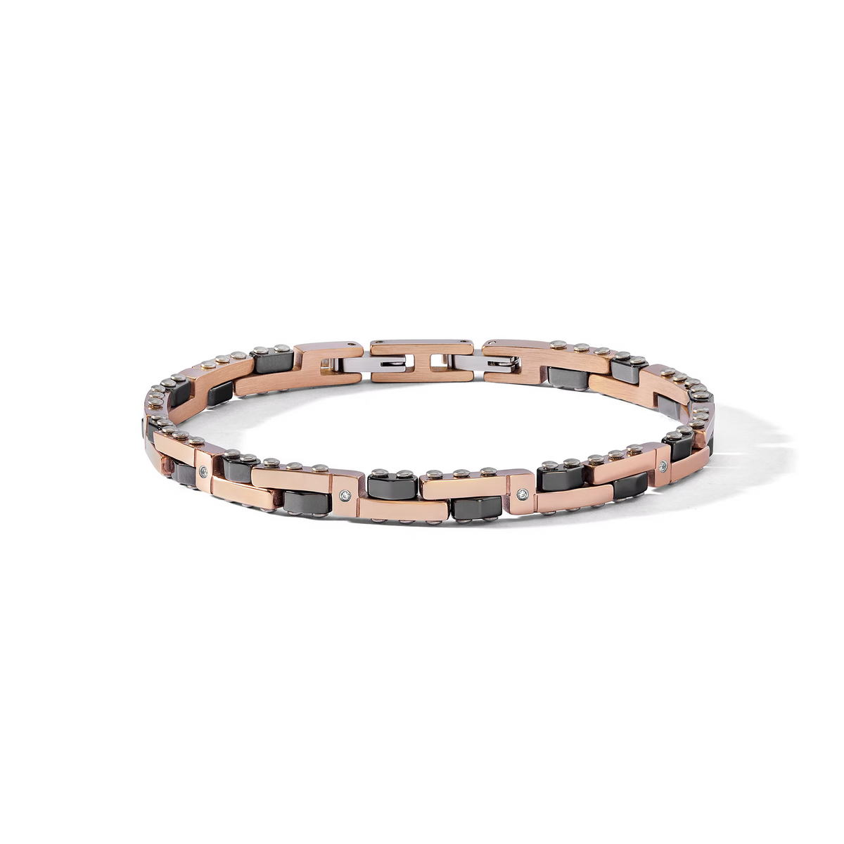 Bracciale uomo COMETE acciaio, PVD rosé, ceramica e diamanti UBR 1283|bonini-gioielli