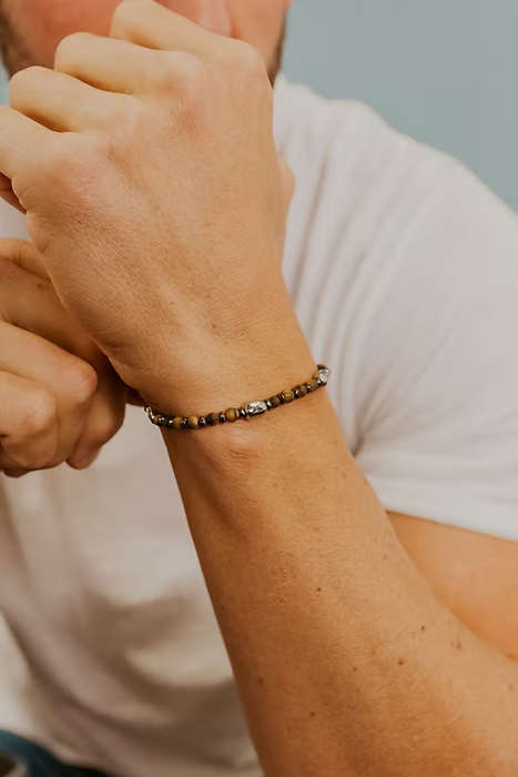 Bracciale Uomo Acciaio, Occhio di Tigre ed Ematite District UBR 1209 COMETE|bonini-gioielli