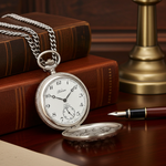 Orologio da tasca meccanico acciaio PERSEO con catena|bonini-gioielli